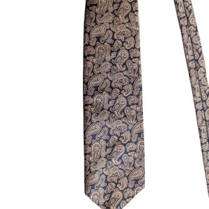 Classic Paisley Men's Tie in‎ Navy and Gold